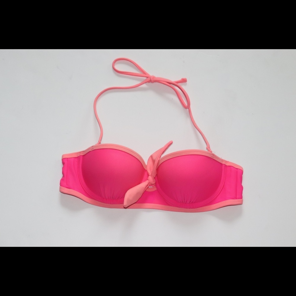 Aerie Pink & Orange Bandeau Bikini Top 34A